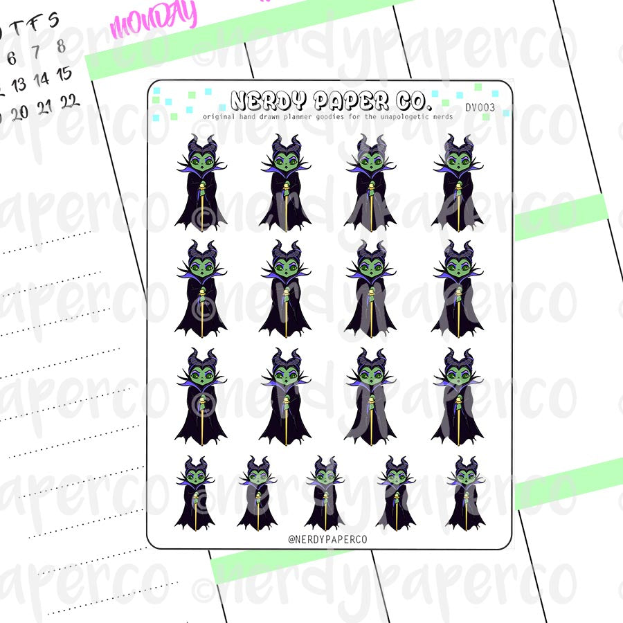 MALEFICENT | VILLAINS - Hand Drawn Planner Stickers - Chibi - Deco | DV003