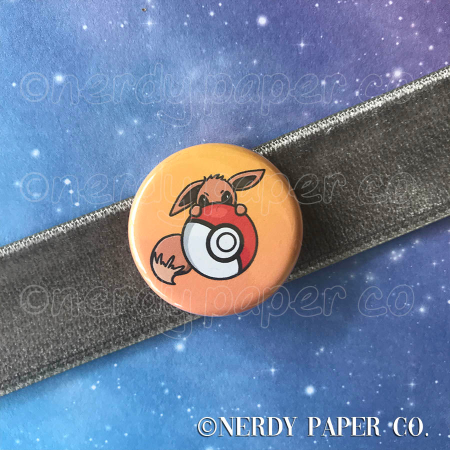 EEVEE PIN BADGE | Hand Drawn Art | Handmade Pin Badge