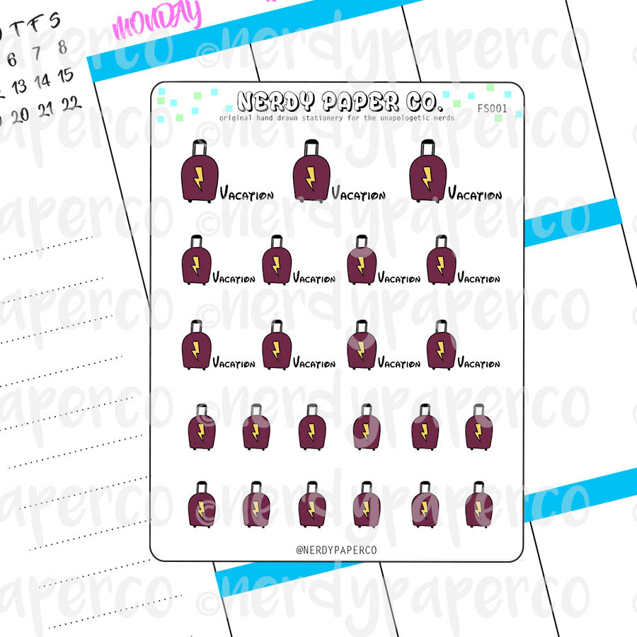 VACATION- Hand Drawn Planner Stickers - Deco | FS001
