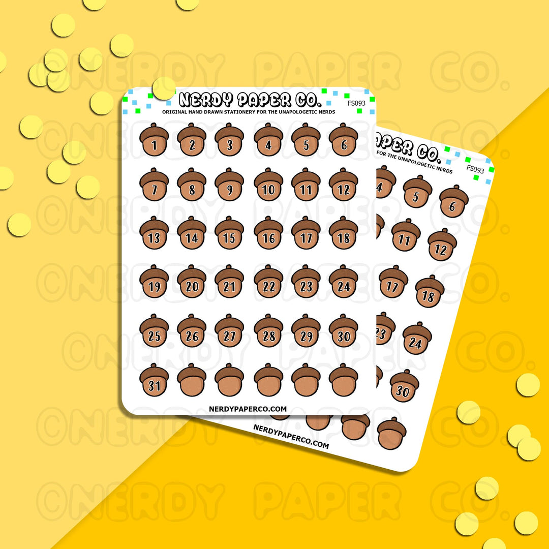 ACORN DATES | Hand Drawn Planner Stickers - Deco | FS093
