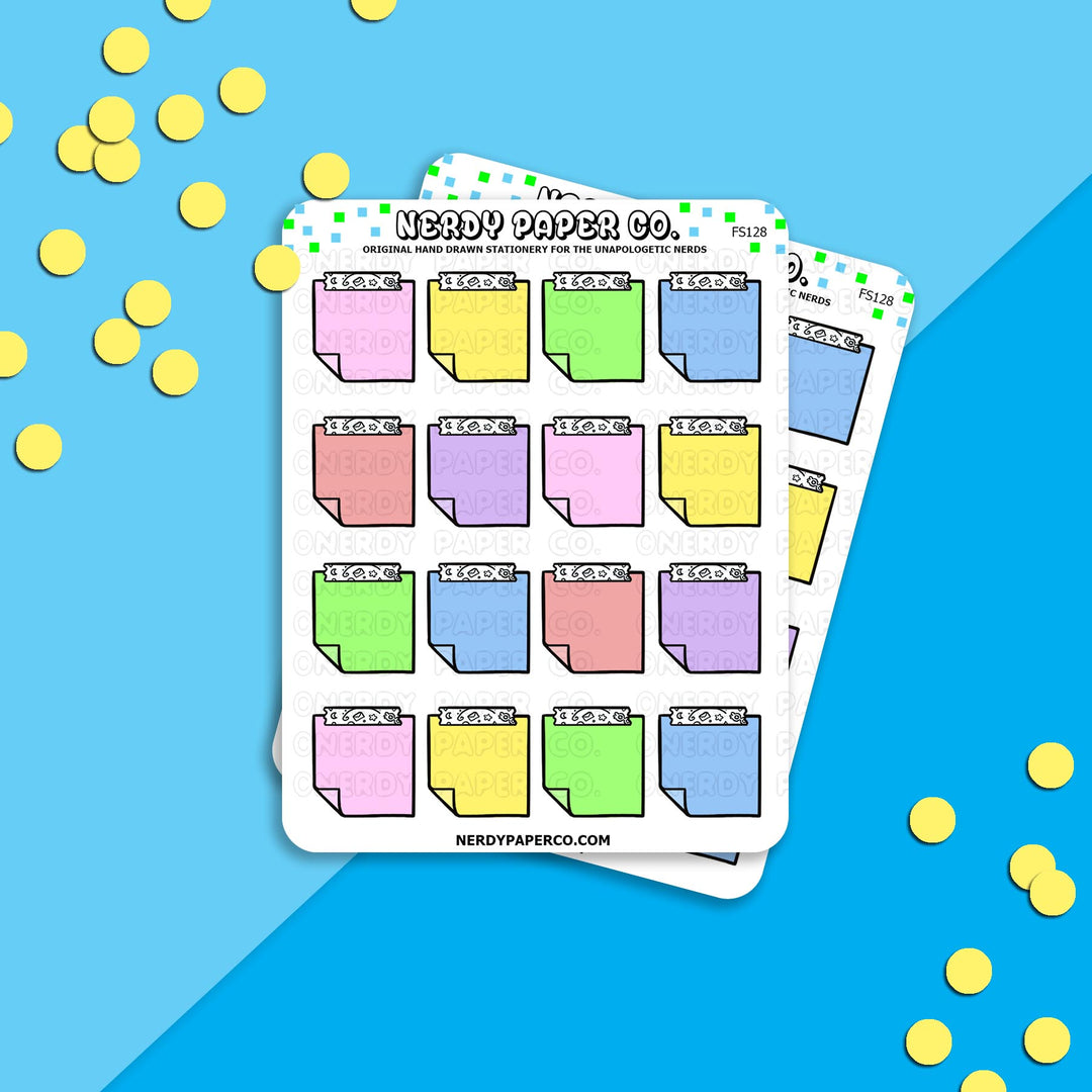 Mini Sticky Notes | Pastel - Hand Drawn Functional Planner Stickers -FS128