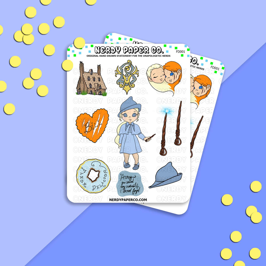 Mesmerizing Witch - Hand Drawn Character Vinyl Sticker Sheet - FW001