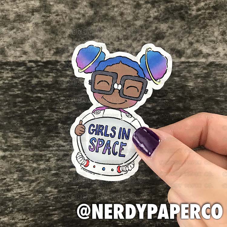 GIRLS IN SPACE - Hand Drawn Waterproof Vinyl Sticker