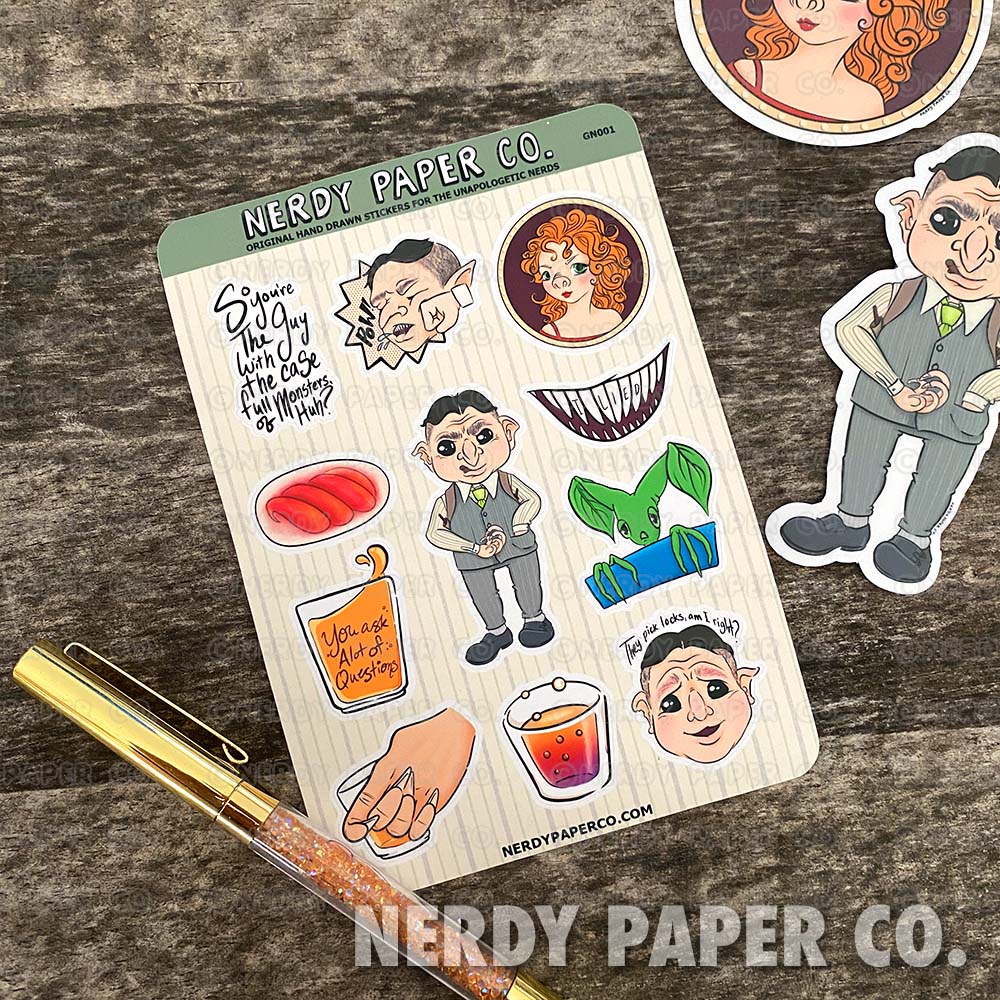 The Goblin Bar Owner - Hand Drawn Character Vinyl Sticker - GN001