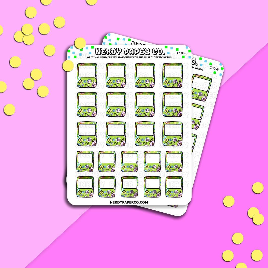 FLOWER POWER GAMEBOY - Hand Drawn Planner Stickers - Deco -GS059