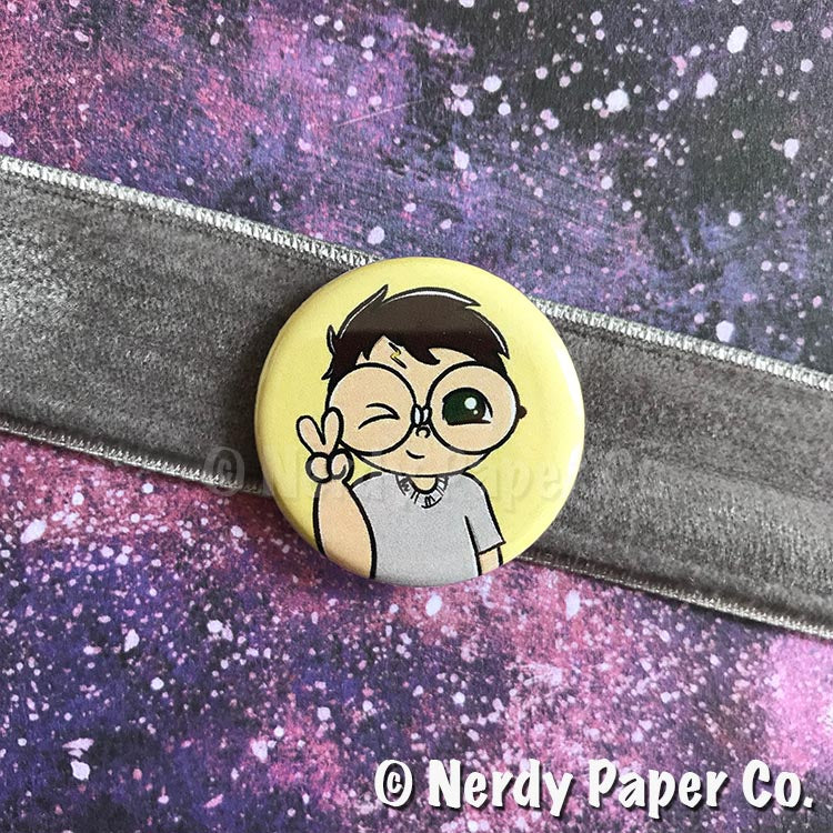 WIZARD CHIBI PIN BADGE | Hand Drawn Wizard Art | Handmade Pin Badge