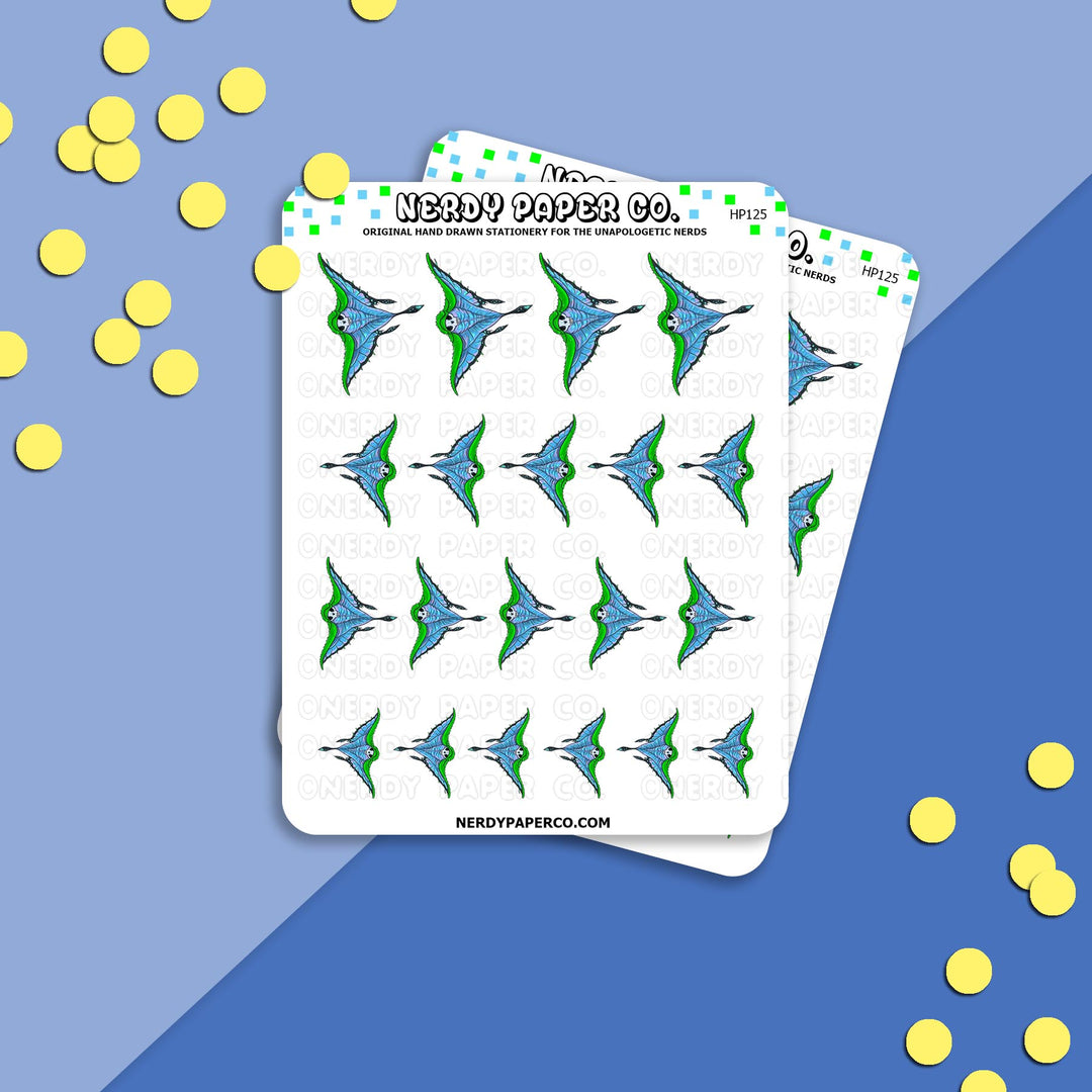 Skeleton Bird Magical Creature #12 - Hand Drawn Vinyl Sticker Sheet - HP125