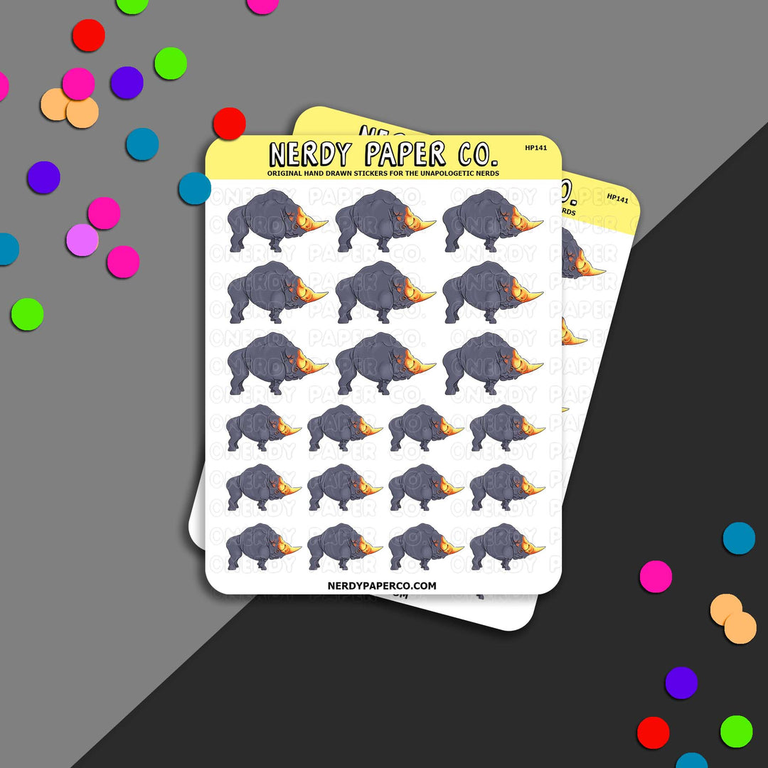 Horned Beast | Magical Creature - Hand Drawn Vinyl Sticker Sheet - HP141