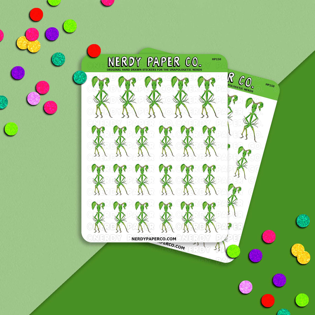 Angry Little Green Man | Magical Creature #21 - Hand Drawn Vinyl Sticker Sheet - HP150