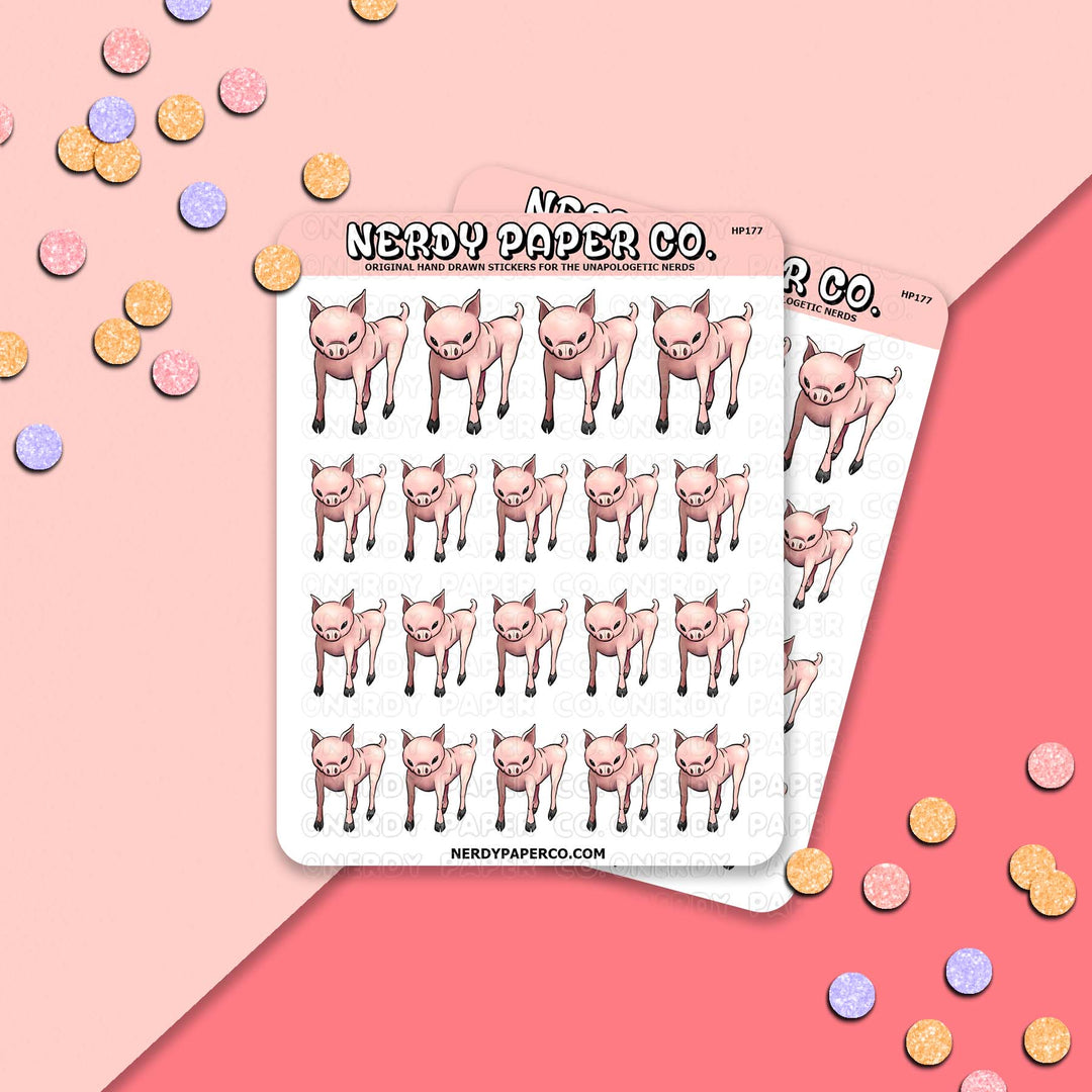 Sly Piglet | Magical Creature #28 - Hand Drawn Vinyl Sticker Sheet - HP177