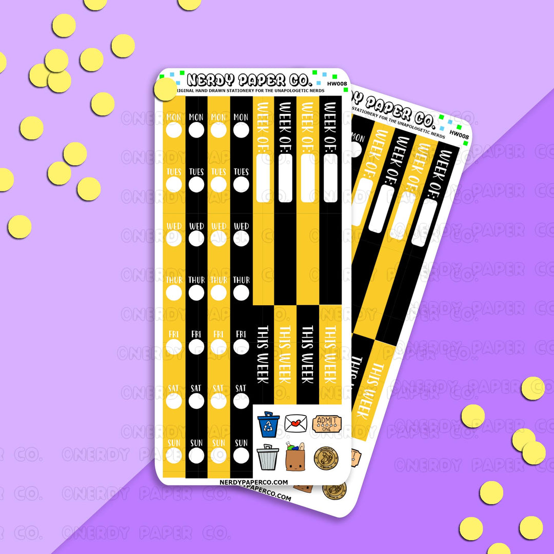 HOBO WEEKS RE DATE KIT - GOLD HOUSE - Hand Drawn Stickers - HW008