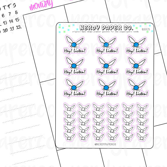 ZELDA HEY LISTEN - To Do Hand Drawn Planner Stickers - GS015