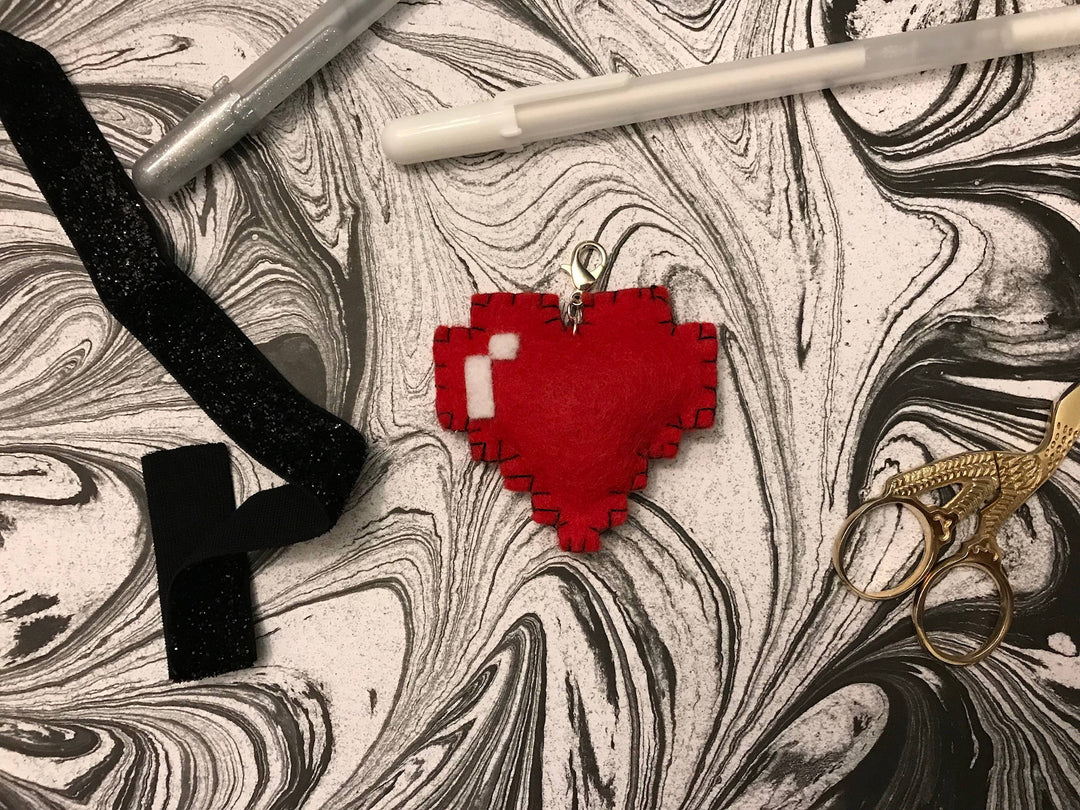 PIXEL HEART - Hand Sewn Planner Charm