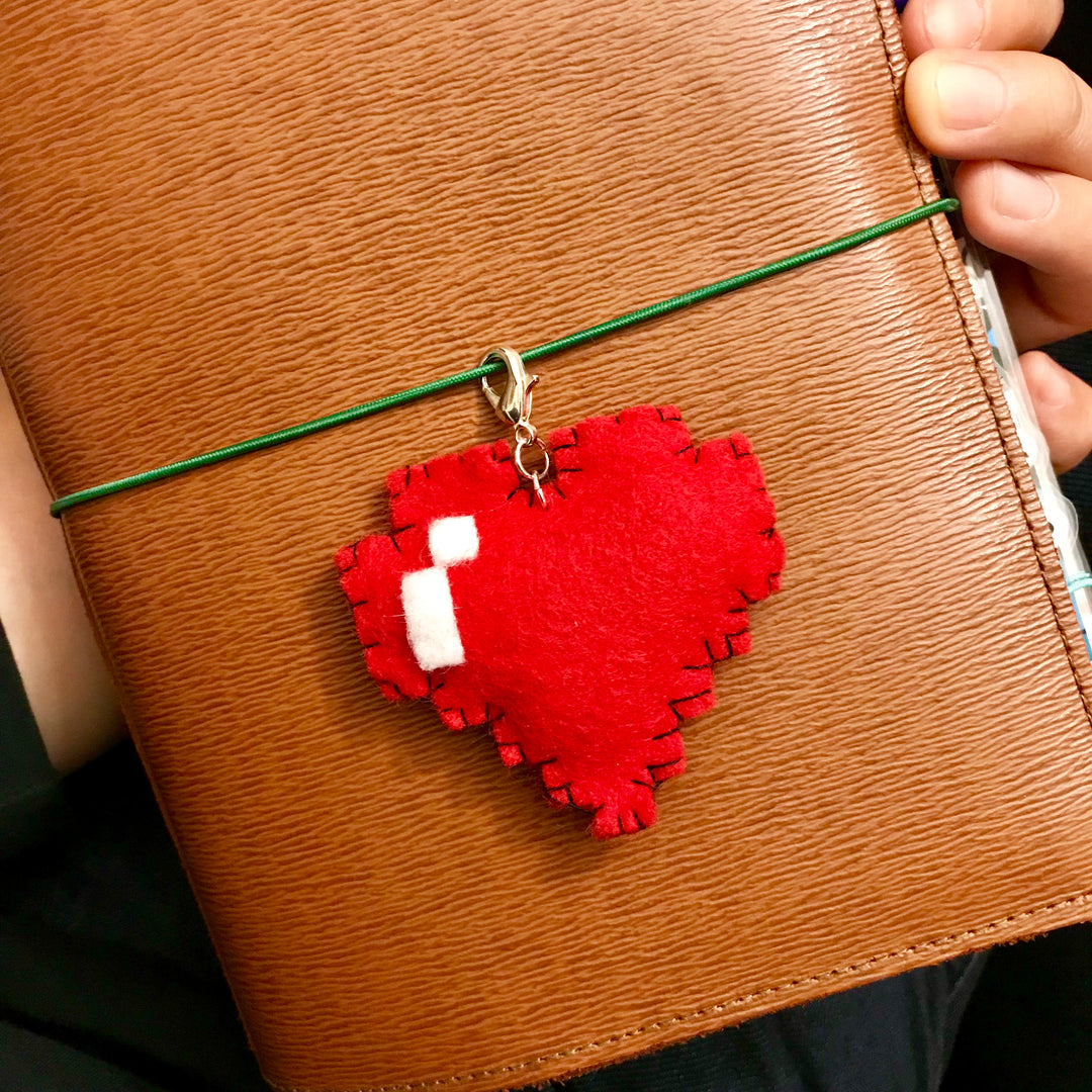 PIXEL HEART - Hand Sewn Planner Charm