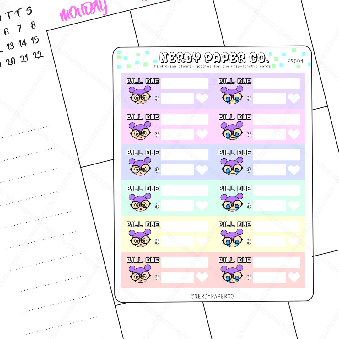 BILL DUE - Hand Drawn Planner Stickers