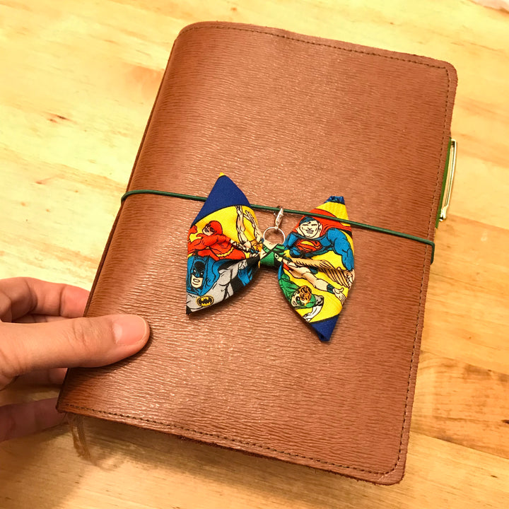 SUPERHERO PLANNER BOW - Handsewn Planner Bow Charm - Clip - Keychain