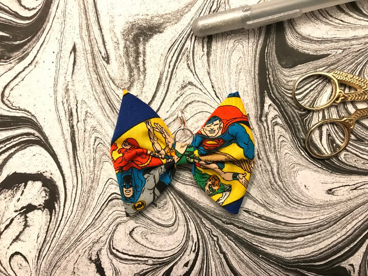 SUPERHERO PLANNER BOW - Handsewn Planner Bow Charm - Clip - Keychain