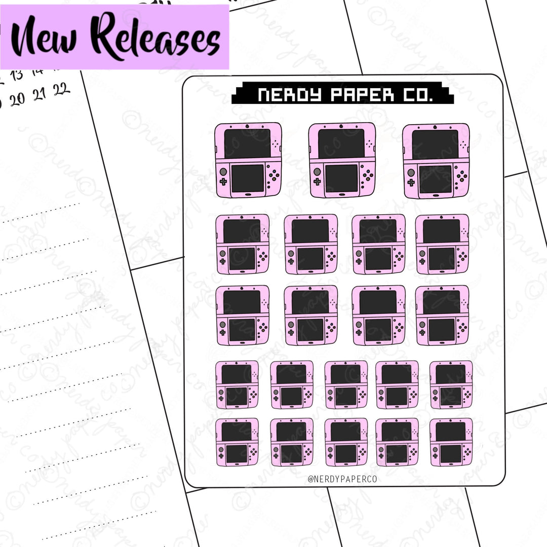 NINTENDO 3DS XL - Favorite Gaming System - Hand Drawn Planner Stickers- Deco | gs001