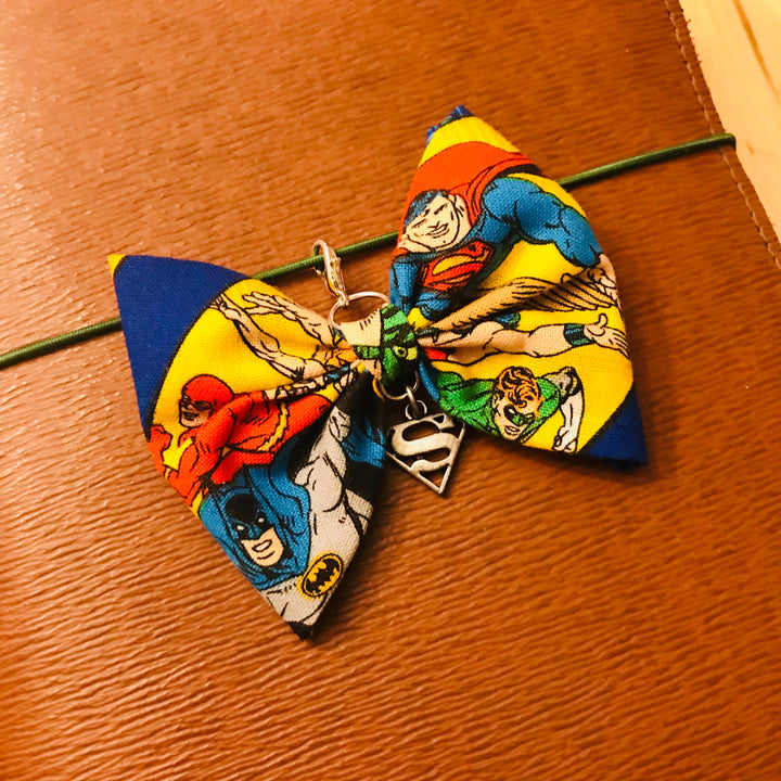 SUPERHERO PLANNER BOW - Handsewn Planner Bow Charm - Clip - Keychain