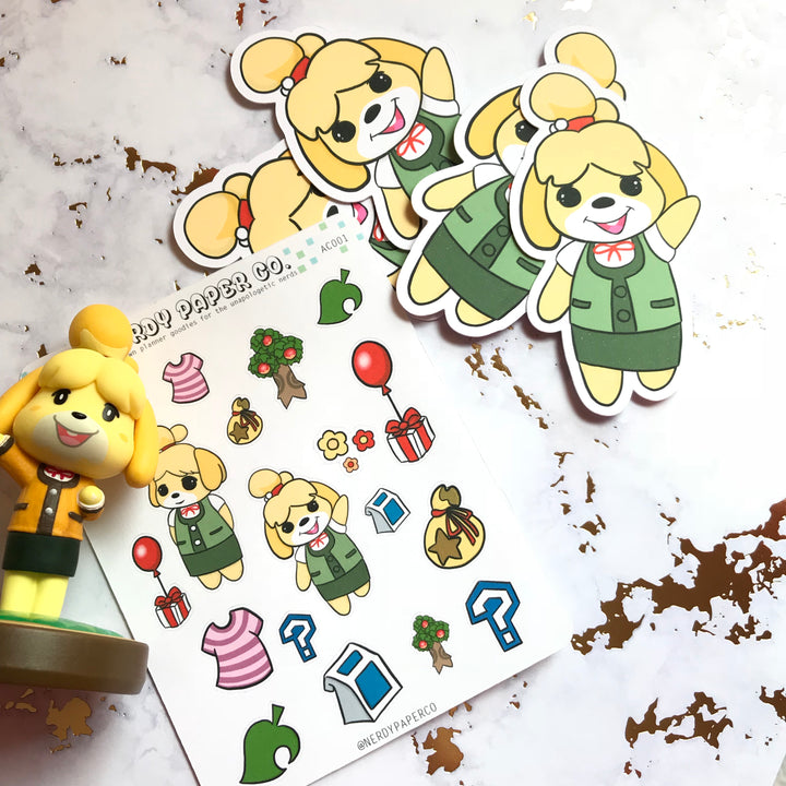 ANIMAL CROSSING ISABELLE STARTER SAMPLER - Hand Drawn Planner Stickers - Deco - AC001