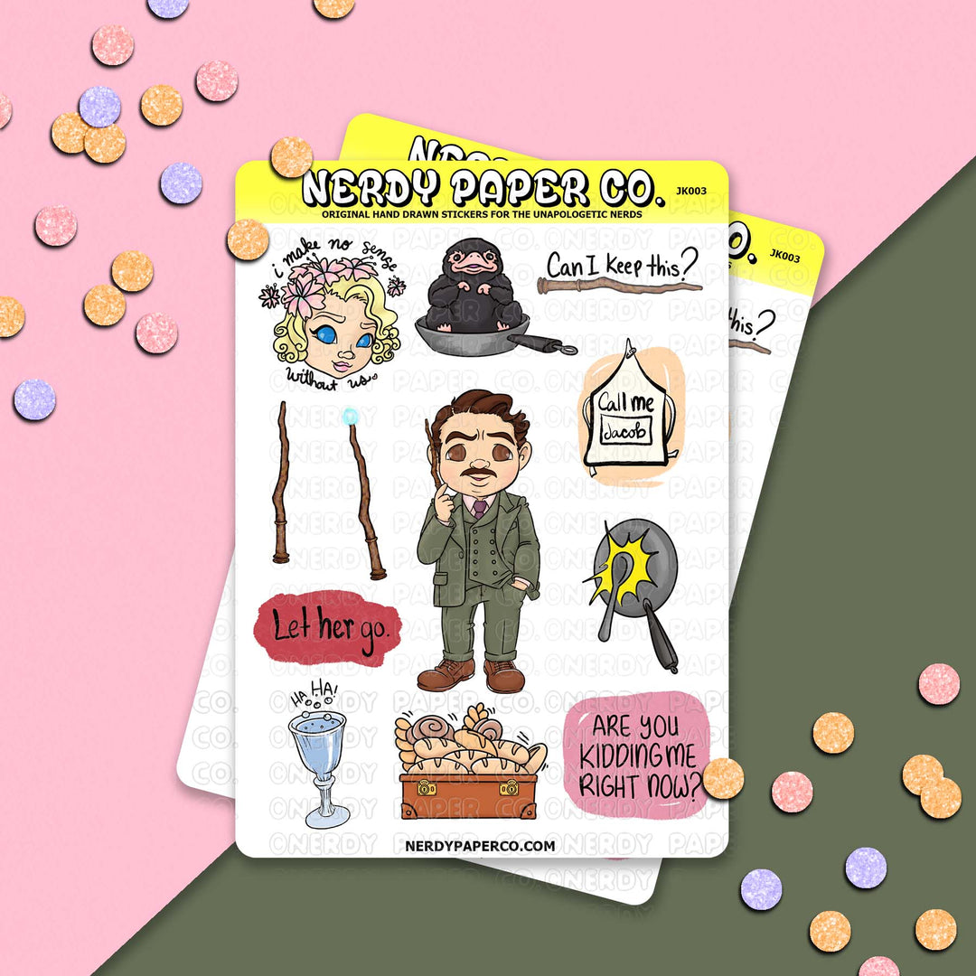 The Baker's Got a Wand - Hand Drawn Character Vinyl Sticker Sheet - JK003