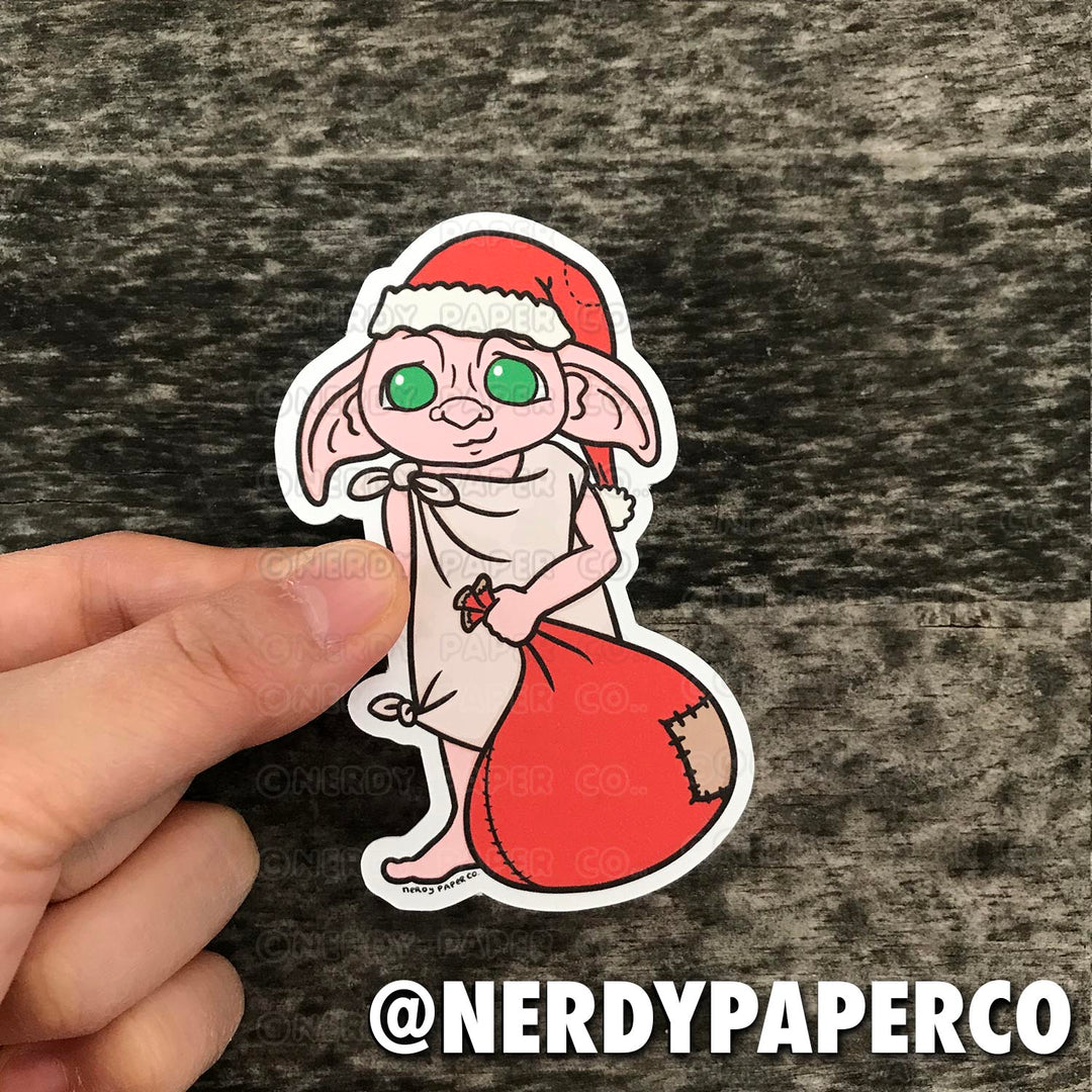 Festive Magical Elf Santa - Hand Drawn Waterproof Vinyl Sticker