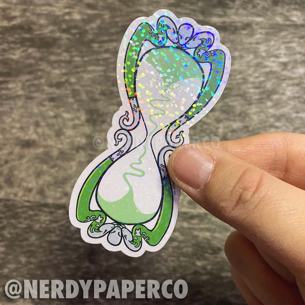 Magical Hourglass - Hand Drawn Holographic Waterproof Vinyl Sticker
