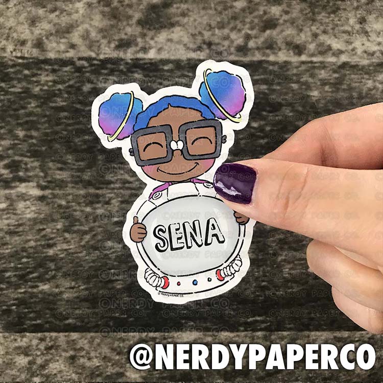 SPACE NERD - CUSTOM NAME - Hand Drawn Waterproof Vinyl Sticker