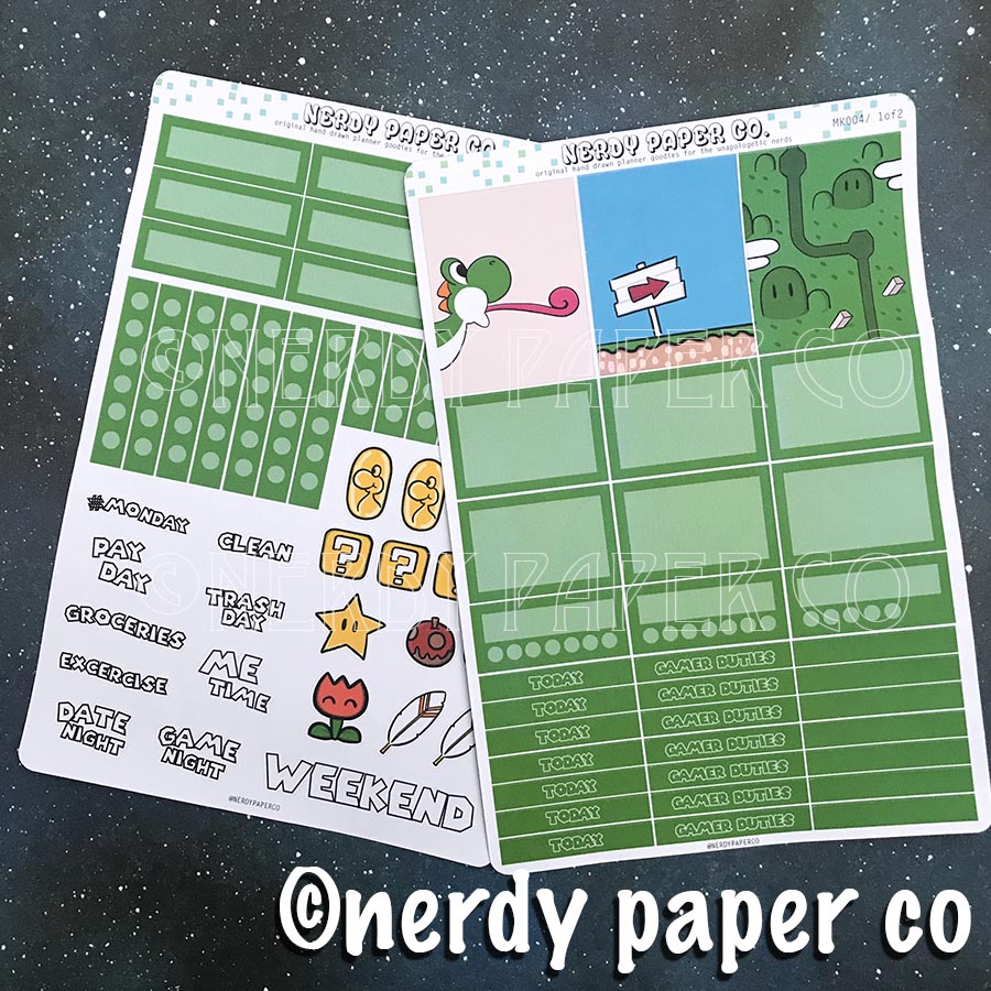 S. MARIO WORLD MINI KIT - Hand Drawn Fandom Planner Stickers - GK001