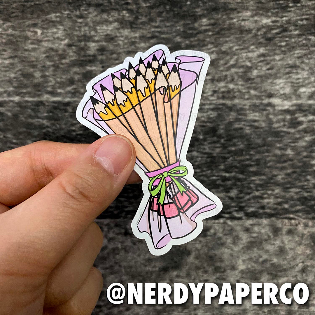 Pencil Bouquet - Hand Drawn Waterproof Vinyl Sticker