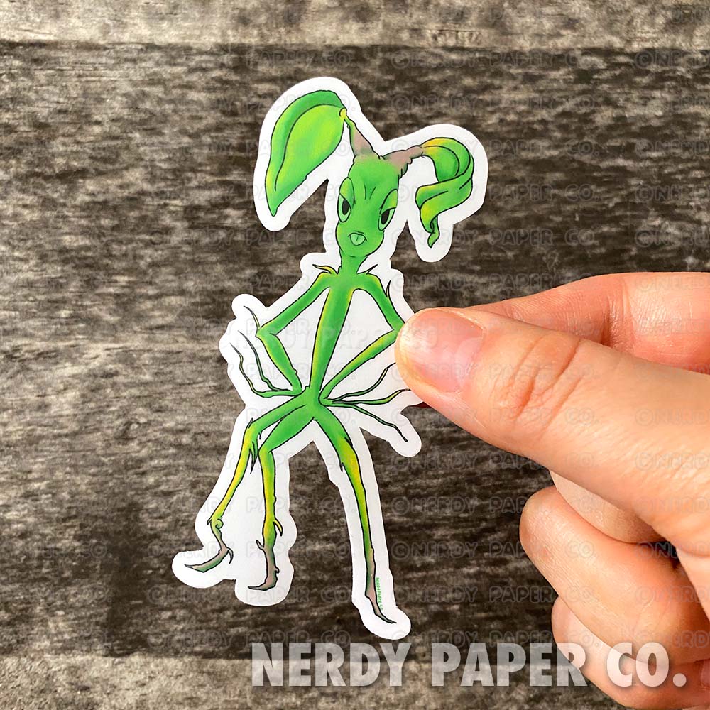 Angry Little Green Man | MAGICAL CREATURE #21 - Hand Drawn Waterproof Vinyl Sticker