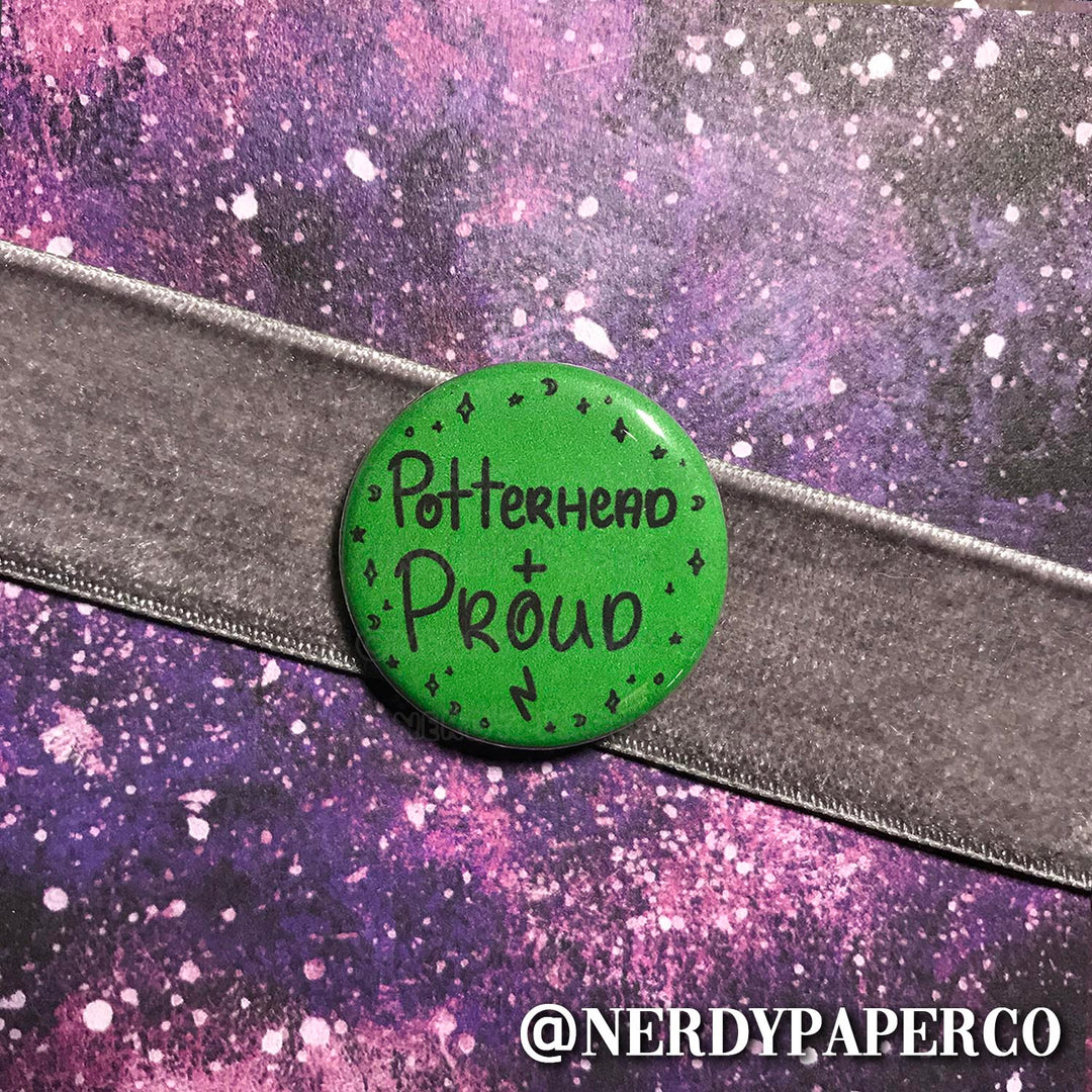 POTTERHEAD + PROUD PIN BADGE | Hand Drawn Wizard Art | Handmade Pin Badge