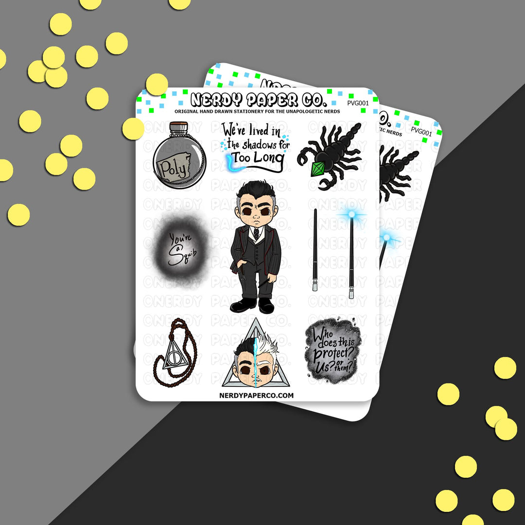 Wizard Policeman | Hand Drawn Character Vinyl Sticker Sheet - PVG001