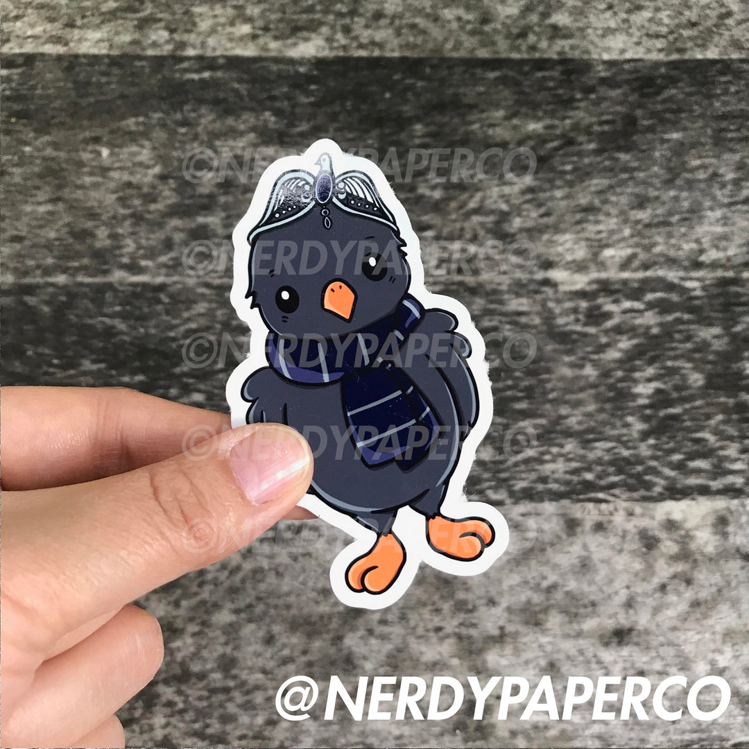 CROWNED RAVEN - Hand Drawn Waterproof Vinyl Sticker
