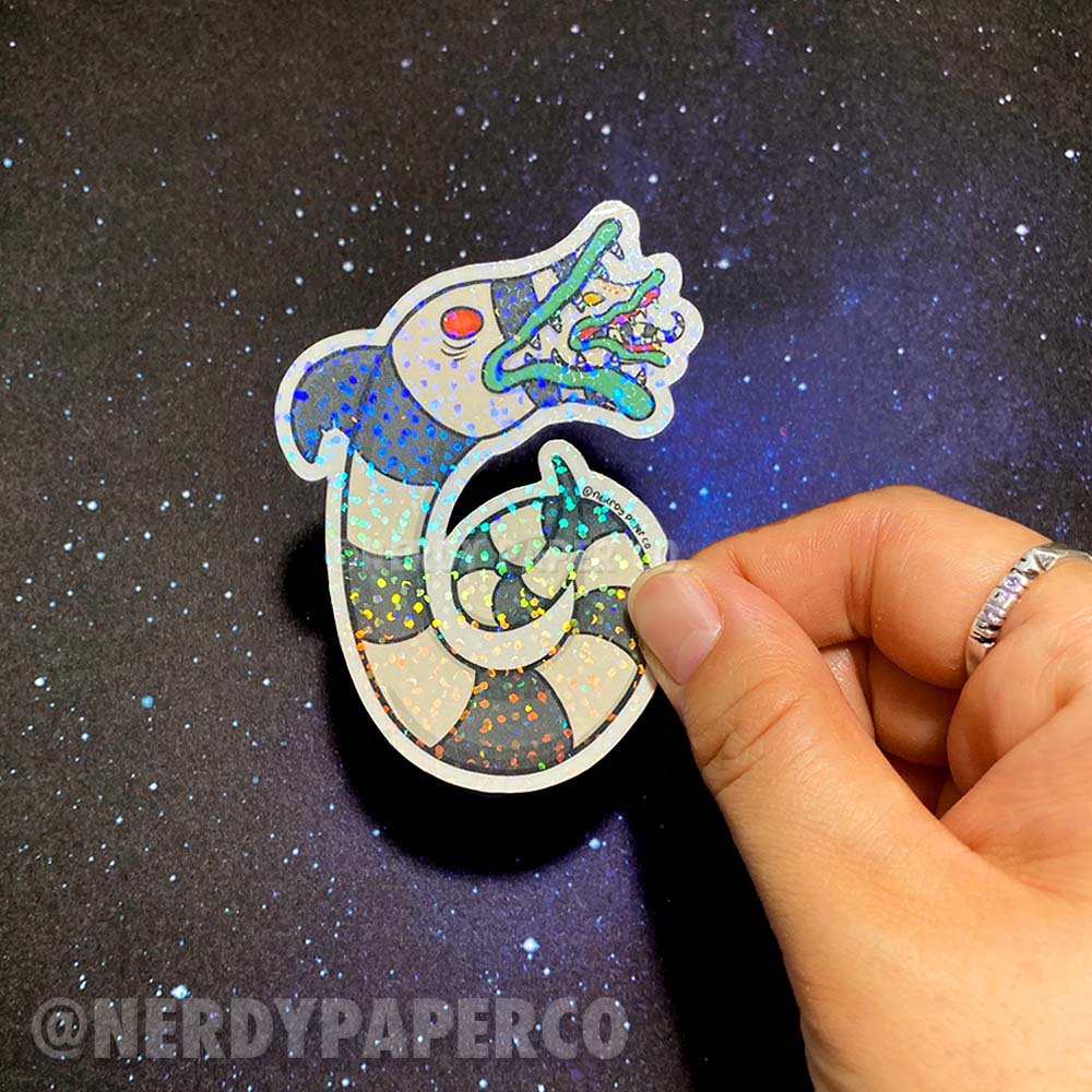 Holo Sandworm Monster - Hand Drawn Beetle Universe Waterproof Vinyl Sticker