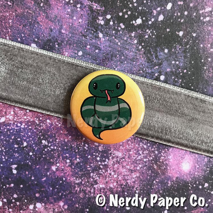 SNAKE PIN BADGE |  Hand Drawn Wizard Art  | Handmade Pin Badge