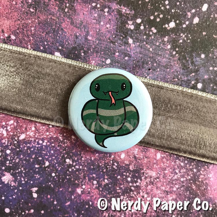 SNAKE PIN BADGE |  Hand Drawn Wizard Art  | Handmade Pin Badge