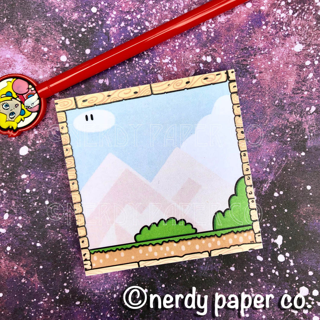 S. MARIO BACKGROUND STICKY NOTES - Hand Drawn Gamer Sticky Notes- SN002