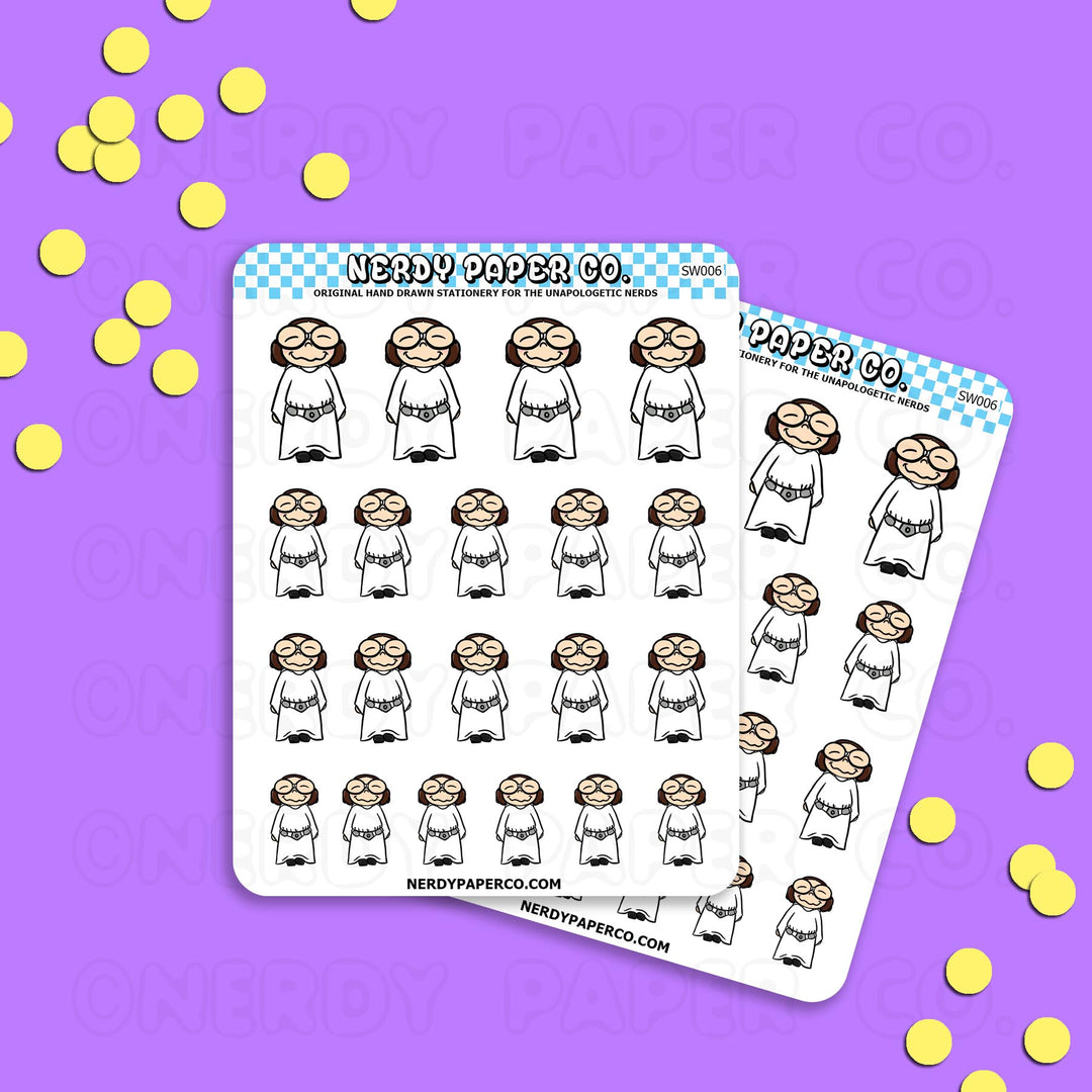 LEIA COSPLAY - Hand Drawn Planner Space Stickers - Deco -SW006