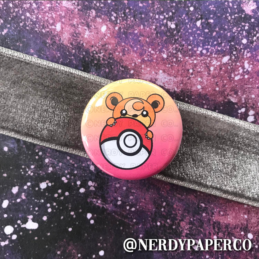 TEDDI-URSA PIN BADGE | Hand Drawn Art | Handmade Pin Badge