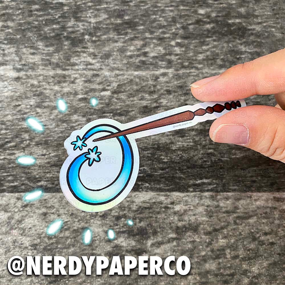 Wandmaker Shop Sign | Hand Drawn Holographic Waterproof Vinyl Sticker