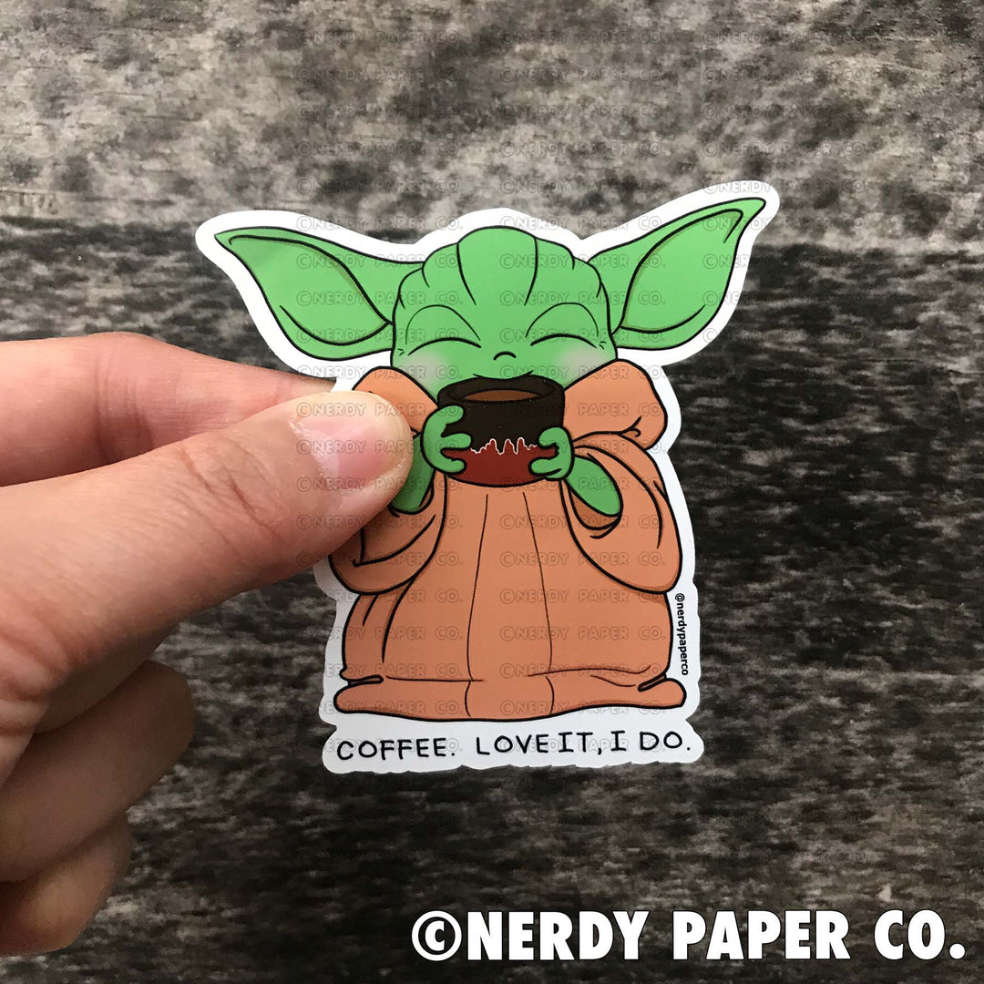 WISE ONE LOVES COFFEE - Hand Drawn Waterproof Vinyl Sticker