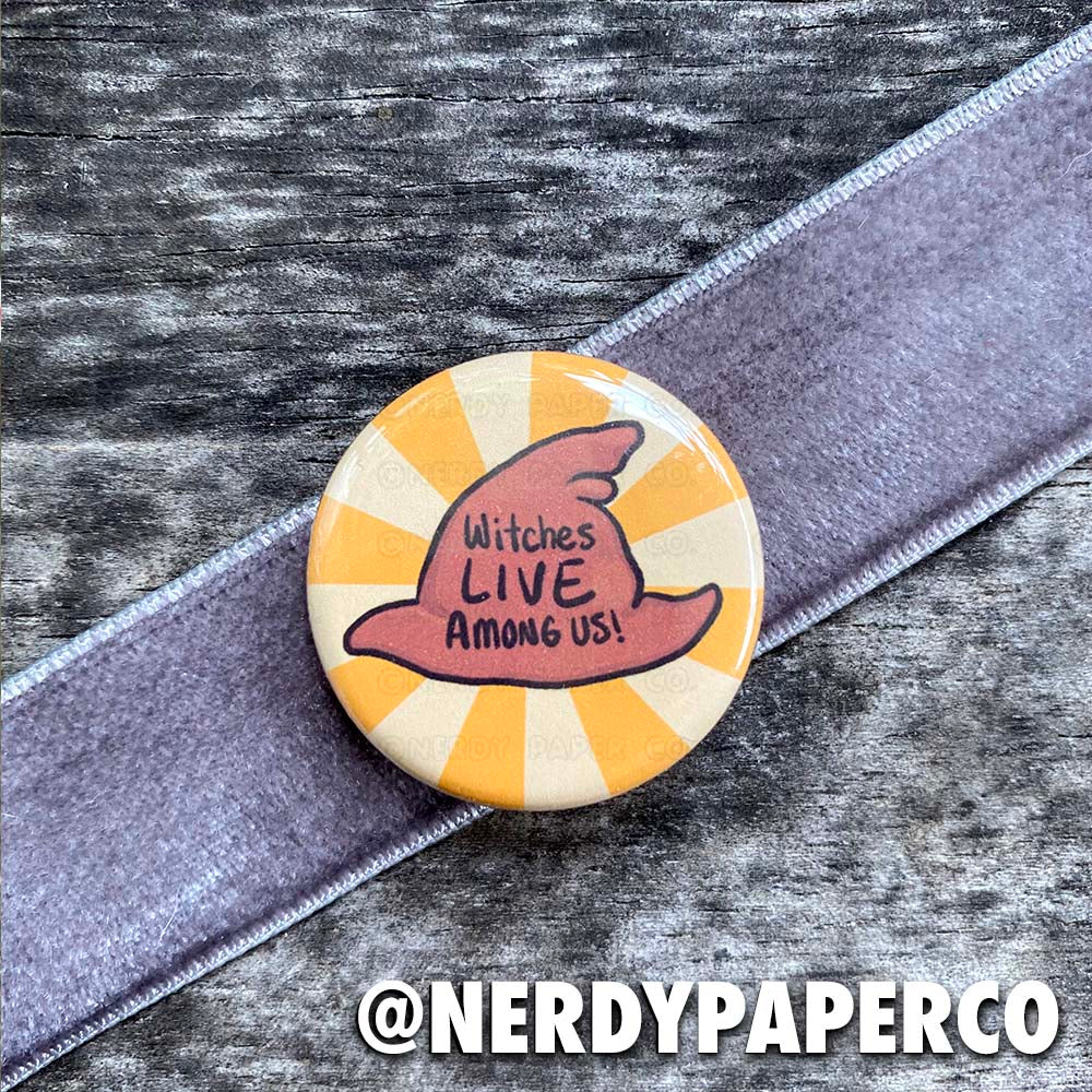 Witches! PIN BADGE | Hand Drawn Wizard Art | Handmade Pin Badge