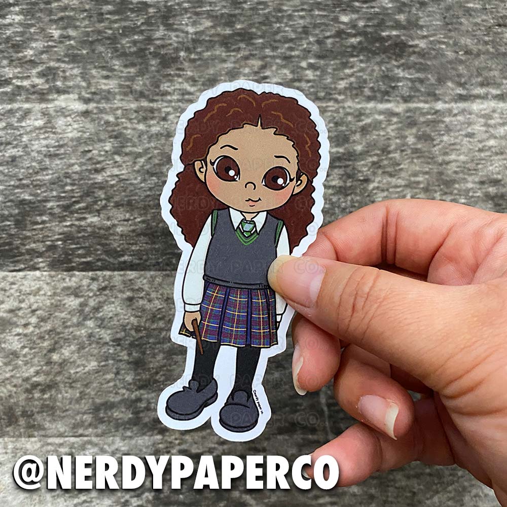 Young Sad Witch - Hand Drawn Die Cut - Chibi