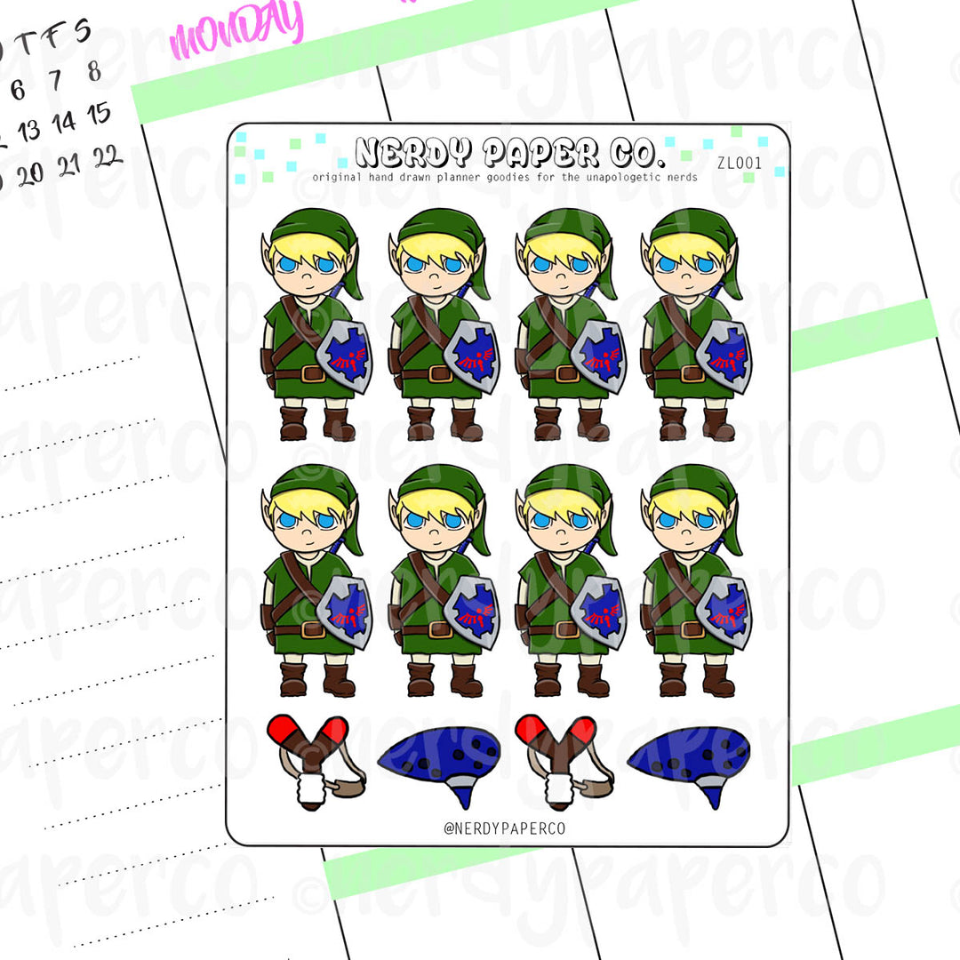LINK | ZELDA - Hand Drawn Zelda- Inspired Planner Stickers - Deco - ZL001