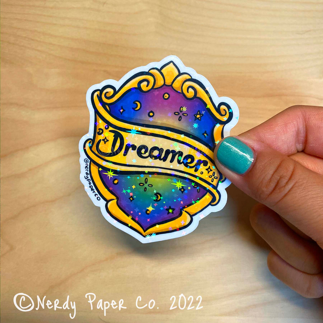 Dreamer Crest- Hand Drawn Waterproof Holo Vinyl Sticker - WP
