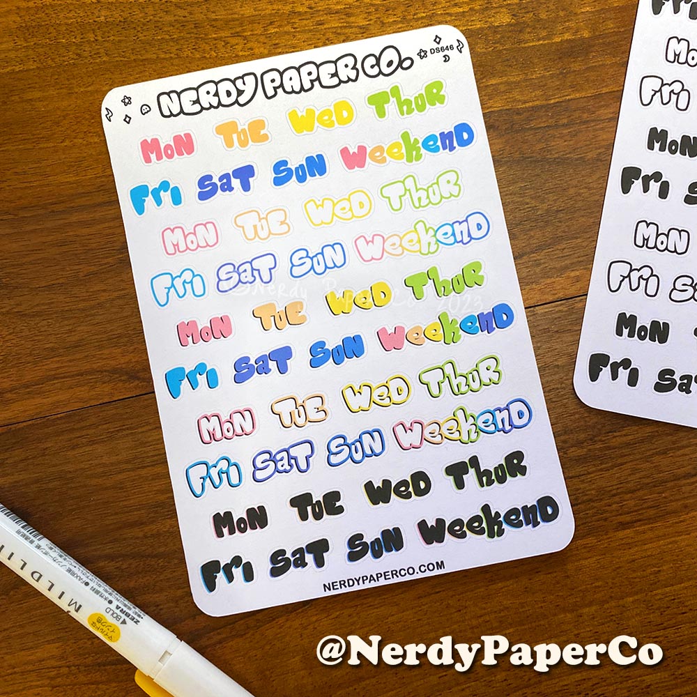 Colorful Day of The Week - Bullet Journal Stickers  | DS646
