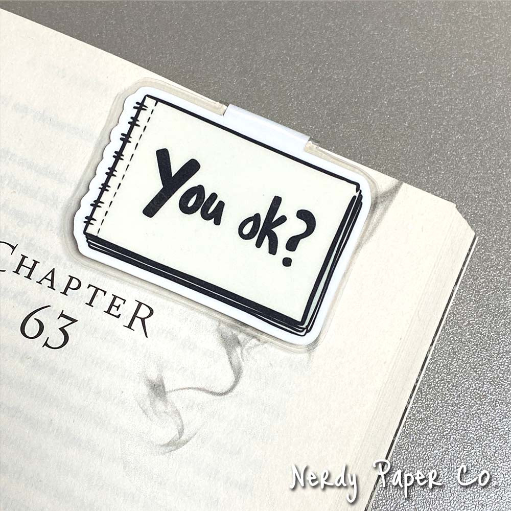 You Okay?/I Love You | Hand Drawn Laminated Magnetic Bookmark- MB021