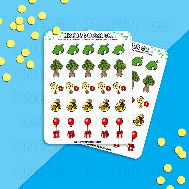 PT 2- ANIMAL CROSSING ICON SHEET - Hand Drawn Planner Stickers - Deco - AC003
