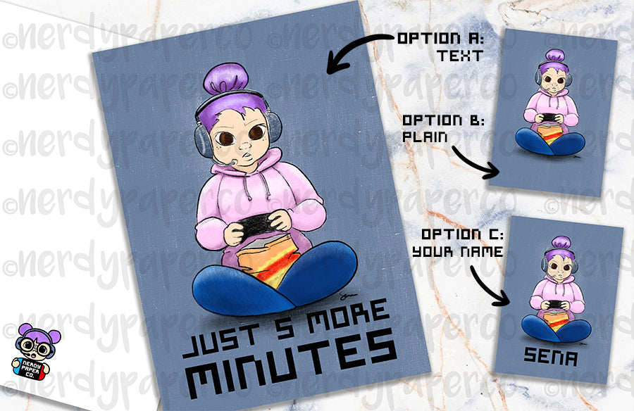 GAMER GIRL | JUST 5 MORE MINUTES - Hand Drawn Planner Dashboard- DB009